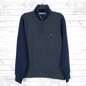 Tommy Hilfiger Sweatshirt S 1/4 Zip Blue Gray 773